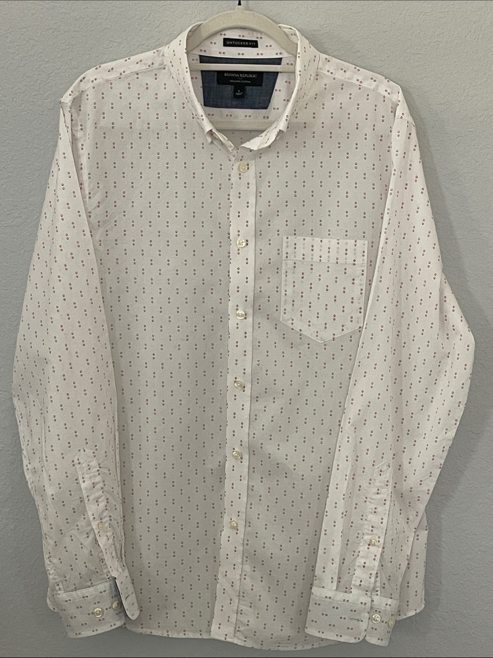 Banana Republic Untucked Fit Organic Cotton Shirt L Geometric Button Down